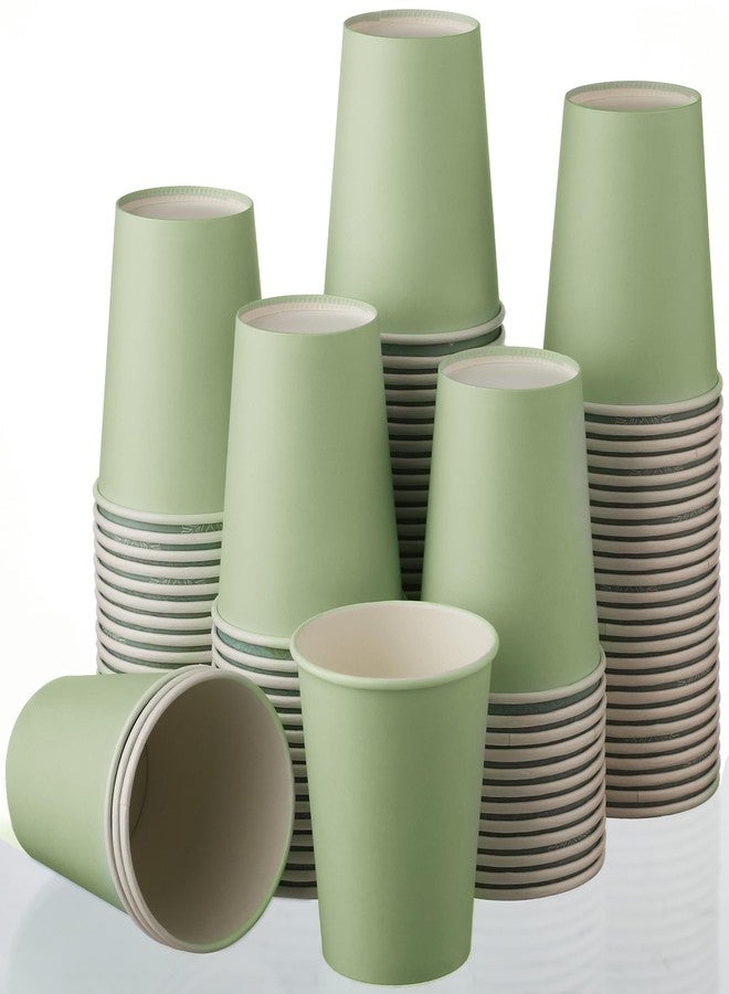 Funtery 100 Count Paper Cups Disposable Bridal Shower Cups for Wedding Holiday Picnic Party Coffee Beverage Tea(9 Oz,sage Green) - Image 1